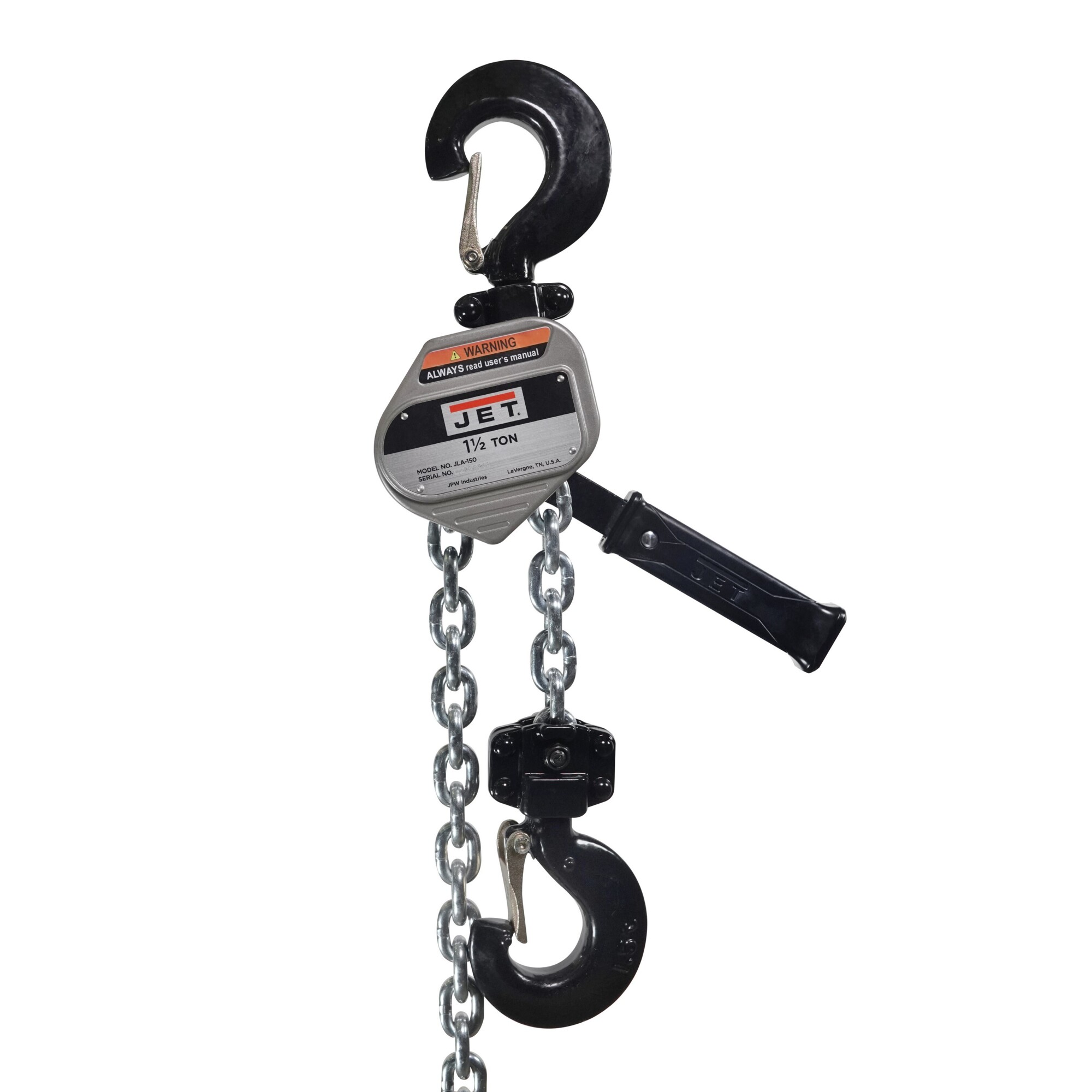 JET, JLA Manual Lever Hoist, Capacity 3300 lb, Lift Height 5 ft, Model# JLA-150-5SH